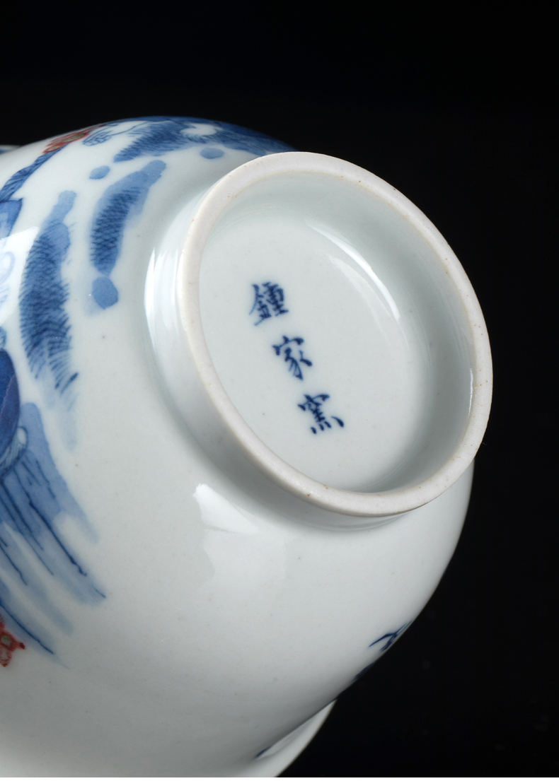 Clock home trade, one cup of jingdezhen blue and white youligong maintain hand - drawn characters small glass ceramic kung fu tea cups