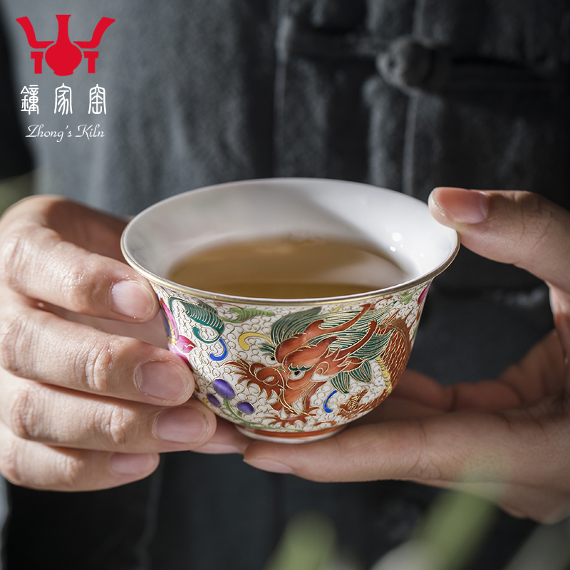 Clock home up hand - made dragon grain kung fu master cup single CPU wire inlay enamel cup boutique jingdezhen tea by hand