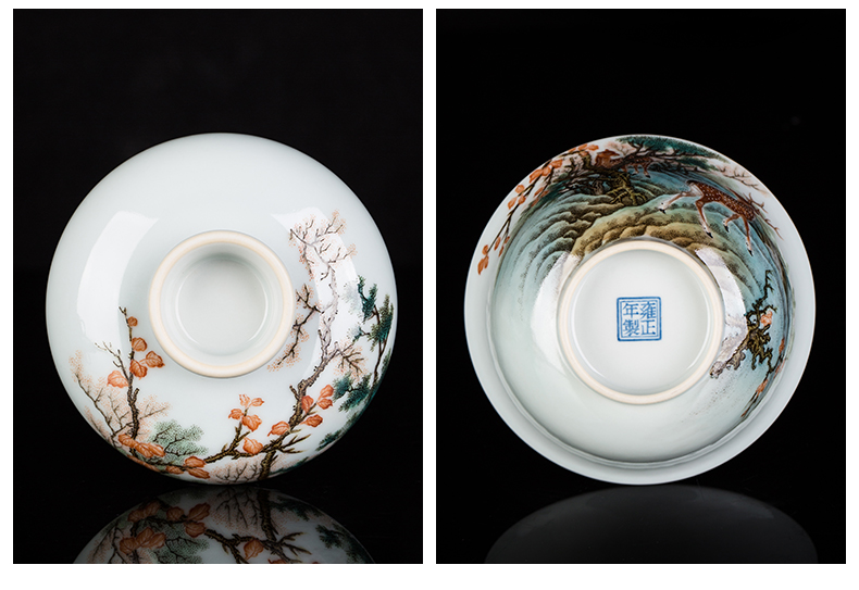 Clock at jingdezhen up tureen all hand colored enamel only three tureen tea bowl with a single kunfu tea cups