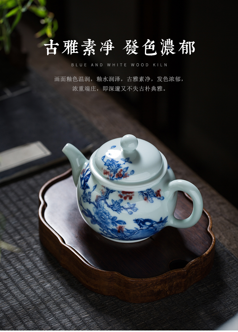 Teapot clock home up jingdezhen blue and white maintain Teapot manual youligong painting of flowers and tea pot ceramic pot