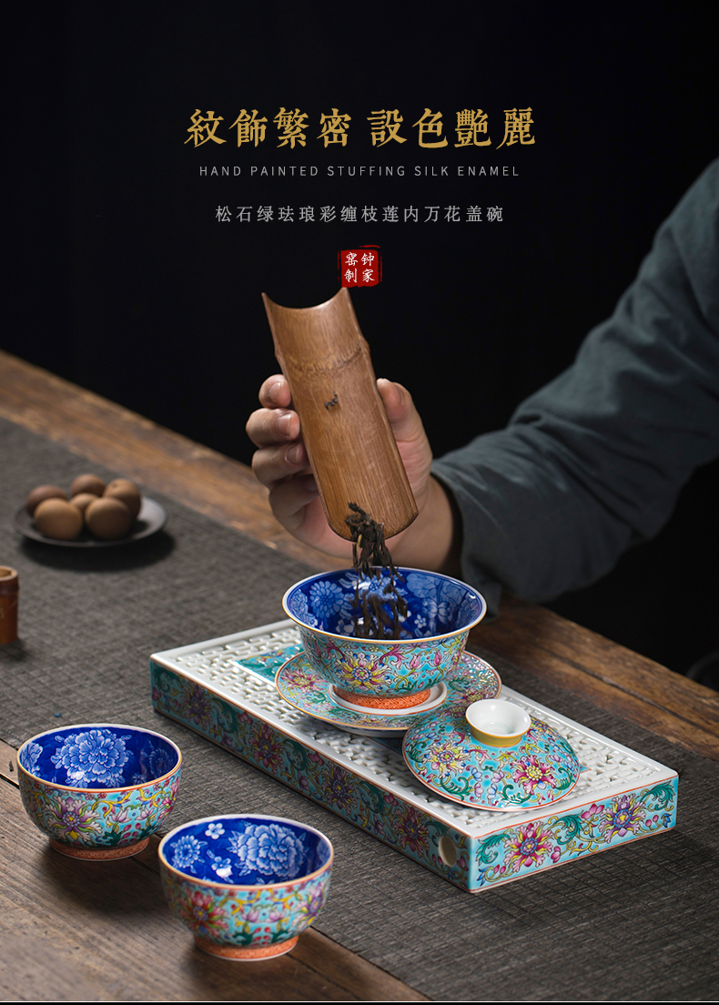 Clock home up with jingdezhen ceramic tureen bowl with a single hand colored enamel large with cover to cup tea bowl