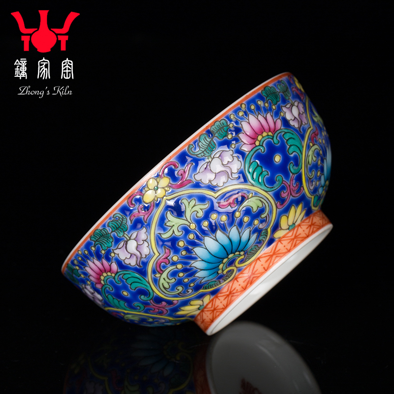 Clock home up hand - made decorative pattern colored enamel cup tie up branches triangle flowers pattern circle blue and white flower cup all hand of jingdezhen tea service master