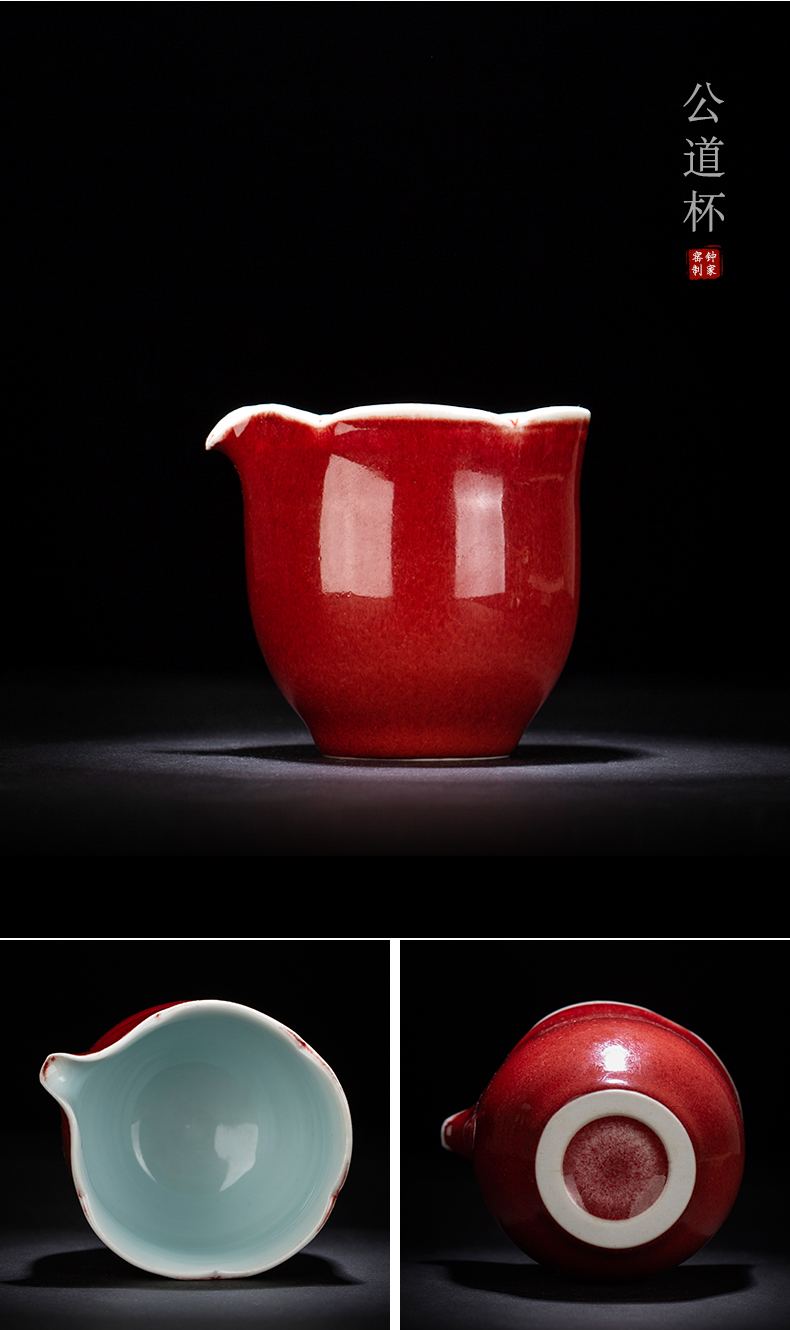 Clock home jingdezhen up ji red tureen tea cups manual undressed ore color glaze red kung fu tea to use the set of packages