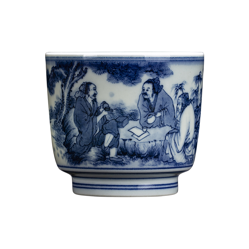 Blue and white tao yuanming clock home up checking ceramic sample tea cup drinking personal single CPU hand - drawn characters firewood master CPU