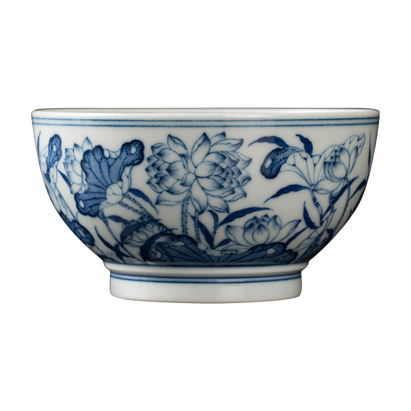 Clock home up sample tea cup jingdezhen blue and white maintain kung fu tea cups manual firewood lotus master cup single cup size