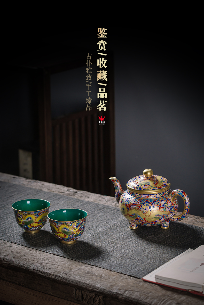 Clock home tea sets jingdezhen up all checking porcelain enamel see three foot YunLongWen a pot of two cups of home sitting room