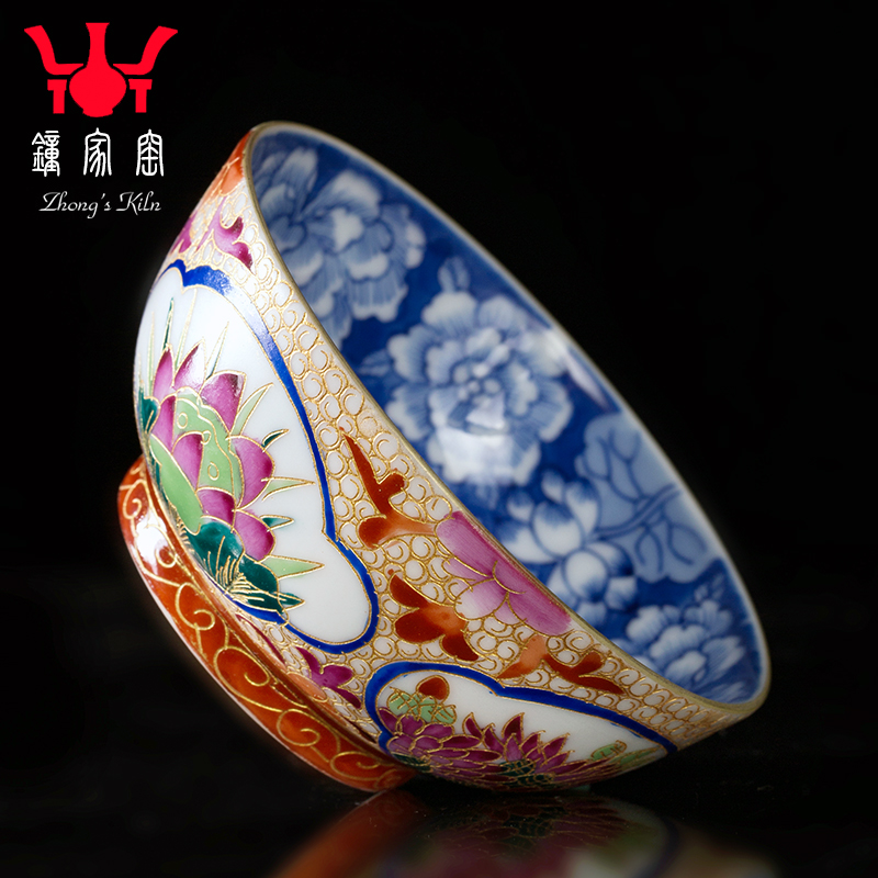 Clock home office cup jingdezhen up manually masters cup colored enamel triangle flowers pattern circle flower is high - grade ceramic kung fu tea set