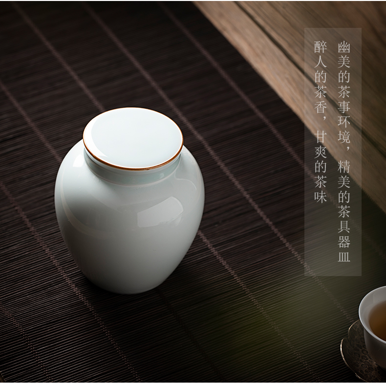 Clock home up ceramic tea pot small shadow green storage tanks of jingdezhen tea service manual sealing as cans household pu - erh tea pot