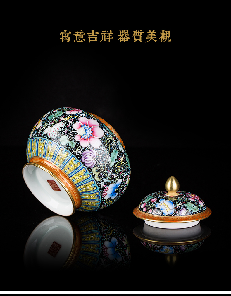 Clock home up caddy fixings seal pot boutique high - end collection of jingdezhen ceramics enamel colors branch lines caddy fixings