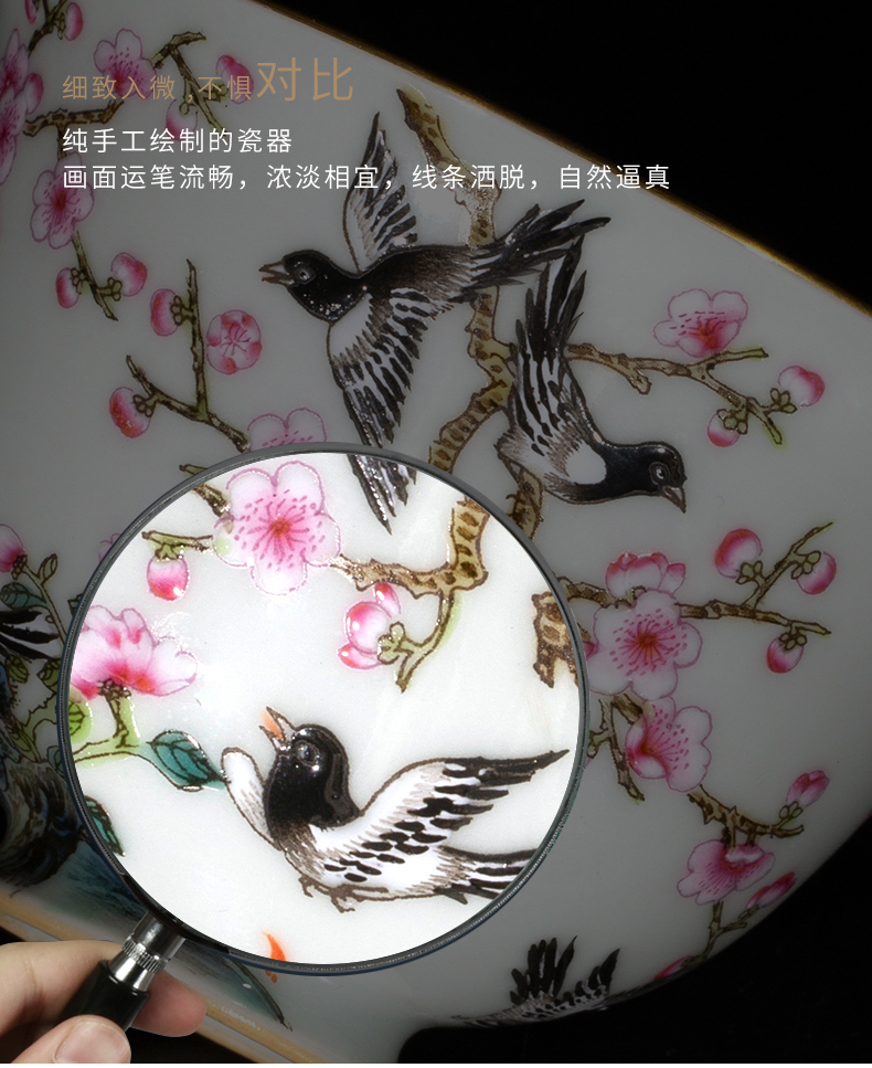 Clock home up with jingdezhen ceramic cups manual colored enamel masters cup kung fu tea sample tea cup beaming