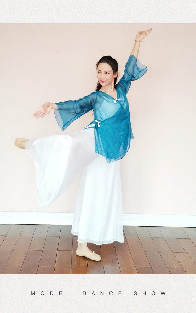 Modern deep Dance body costume elegant yarn trumpet sleeve practice Han and Tang small shadow body charm outside classical dance
