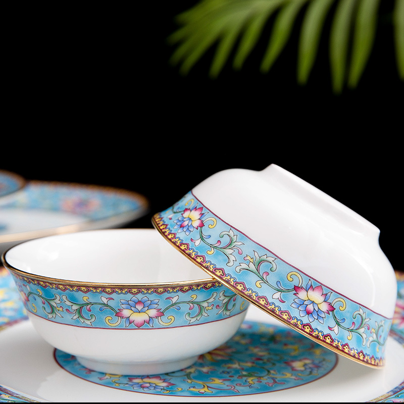 The dishes suit household contracted bowl chopsticks dinner suit Chinese style up phnom penh tableware portfolio ipads porcelain tableware sets dishes