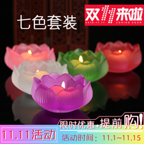 (Seven color suit) ghee candle holder Buddha for lamp holder glazed glass long light lotus lamp holder seven heart lamp