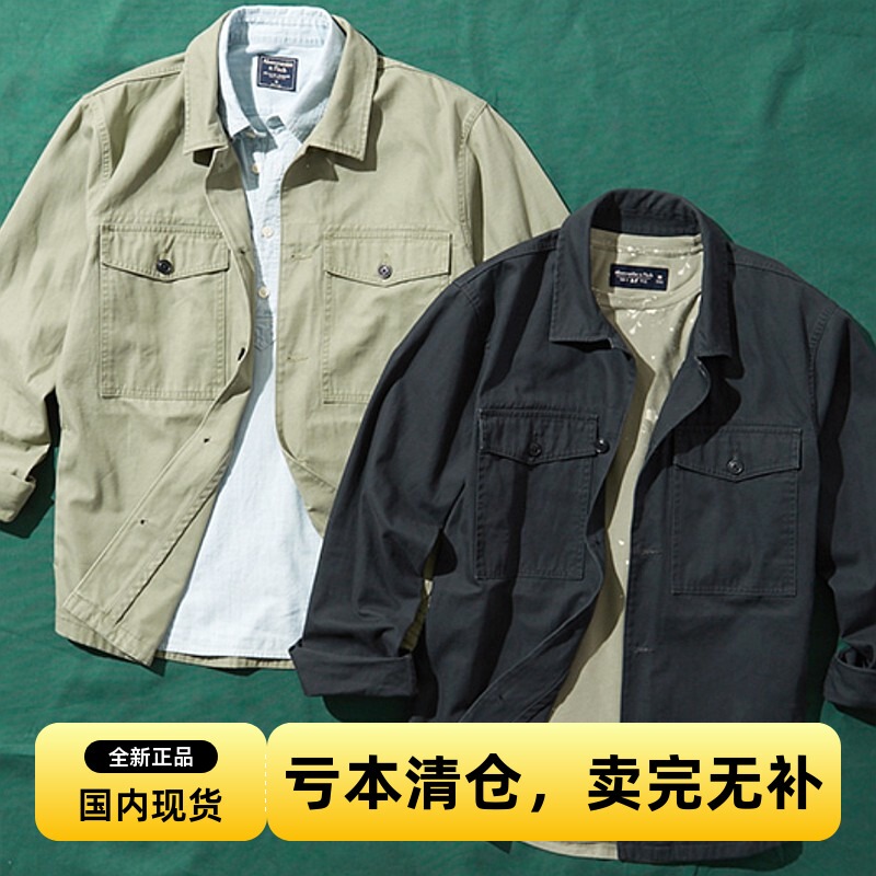 Abercrombie Fitch American Af Genuine Men's New Spring and Autumn Thick Trendy Workwear Style Shirt Jacket