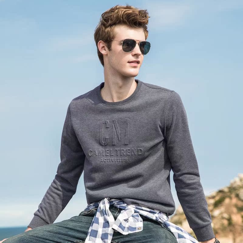 Cammel camel fall men's round collar bottom standard men's clothing youth pure Korean version regular T-shirt D8A374275