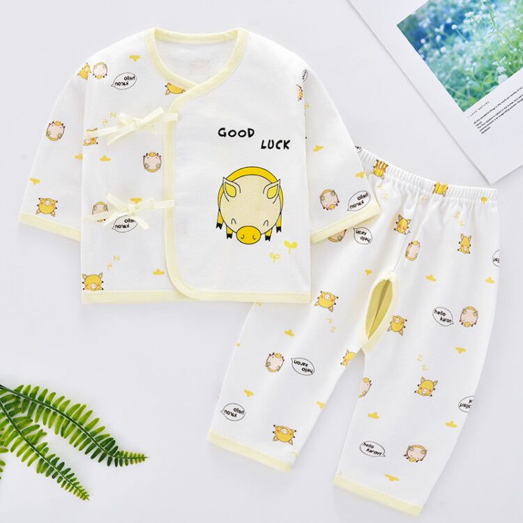 Trẻ sơ sinh vào mùa xuân và mùa thu tu sĩ quần áo quần áo cotton bé 6 bé đồ lót bộ 0 tuổi 3 tháng 1 mỏng mùa hè váy.