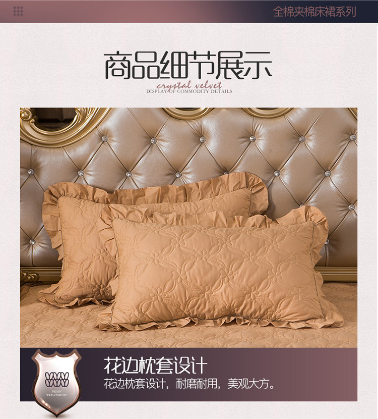 Váy cotton châu Âu đệm bông đệm giường đơn mảnh Hàn Quốc ren rắn màu Simmons phủ bụi giường 1.5 / 18 - Váy Petti giường váy
