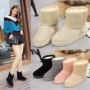 Giày tuyết nữ 2018 mới mùa thu đông mùa đông phiên bản Hàn Quốc của ulzzang cộng với đôi bốt nhung dày đế bằng giày cotton nữ giày boot nữ cổ thấp đế cao