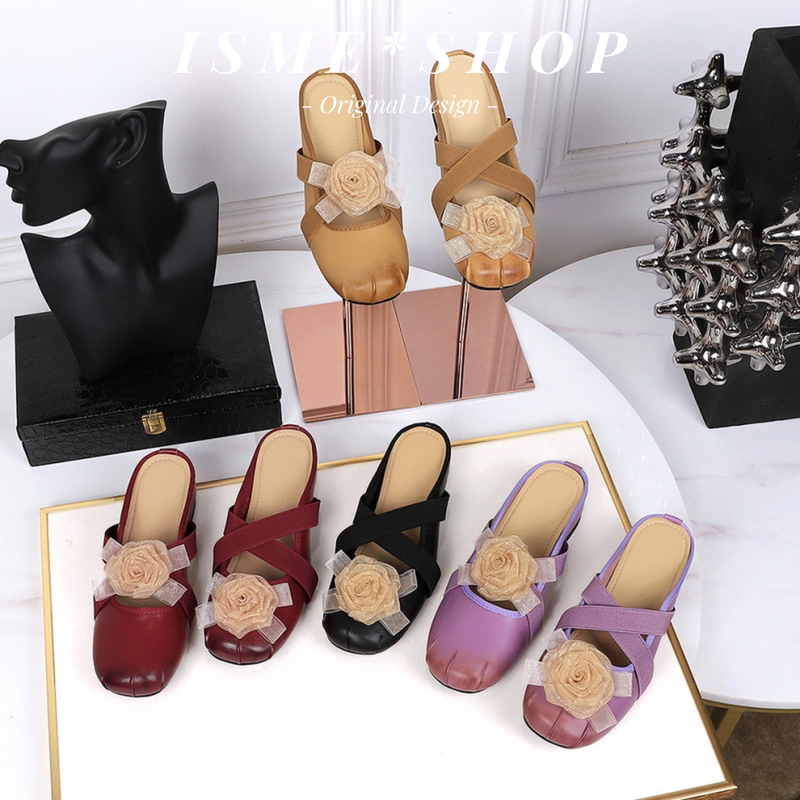 Women's Height-Increasing Flat Shoes, Closed-Toe, Fashionable, Sweet Mary Janes, Versatile Sandals, Floral French Shoes to Match Dresses