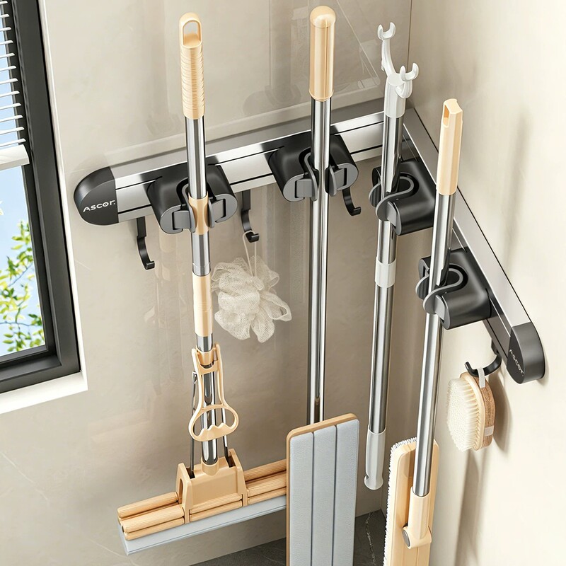 Japanese Imported Corner Mop Holder Wall-Mounted Clip Bathroom Wall Storage Hook Bathroom Shelf Mop Rack No Drilling Required Japanese Imported Corner Mop Holder Wall-Mounted Clip Bathroom Wall Storage Hook Bathroom Shelf Mop Rack No Drilling Required