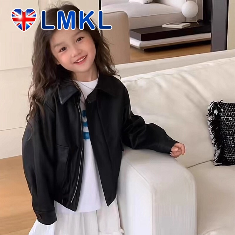 Uk Lmkl Girls' Leather Jacket Spring and Autumn 2026 New Vintage Motorcycle Short Jacket for Girls Uk Lmkl Girls' Leather Jacket Spring and Autumn 2026 New Vintage Motorcycle Short Jacket for Girls