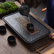Wujin Stone Tea Plate Household Simple Modern Ceramic Water Storage and Drainage Double Tea Table Dry Bubble Tray Tea Sea Small