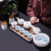 New Zen celadon kung fu tea set home matte white pottery simple Chinese business office Cover bowl dry Fort