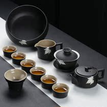 New Japanese Black Ceramic Kung Fu Tea Set Home Simple Business Office Side Pot Dry Battery Gift Box