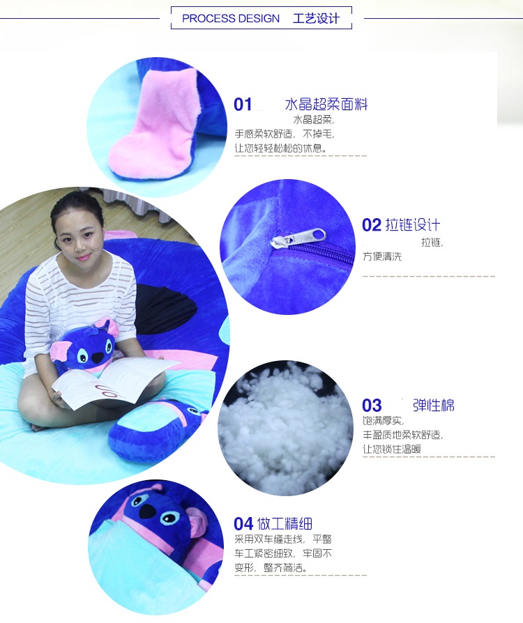 Stitch phim hoạt hình dễ thương lười biếng nệm nệm dày có thể giặt được lười biếng giường ngủ tầng đôi - Nệm nệm nhỏ
