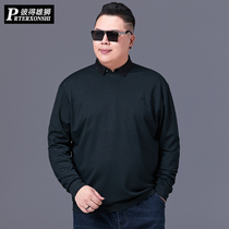 Spring dress large shirt collar fake two long sleeve T-shirt male middle-aged dad fat fat plus size base shirt