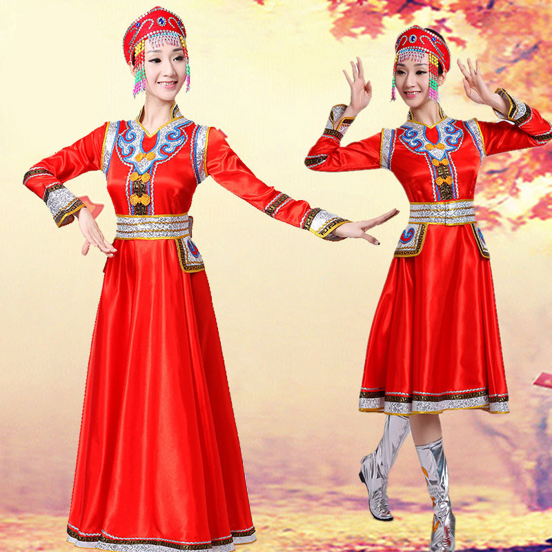 New Mongolian big skirt dance performance clothing women's clothing Inner Mongolia prairie folk dance performance clothing long skirt