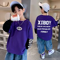 Boys clothing spring clothing fake two blouses 6-year-old children 7 boys 8 CUHK Tong 9 handsome gas 10 tide cool 12 Chunqiu