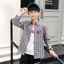 Boys  shirts Spring and autumn thin jackets Childrens 8 middle and large childrens 9 early autumn 10-year-old boys long-sleeved plaid shirts tide 12