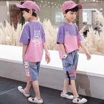 Boy Short Sleeve Suit Summer Dress 4 Year Old Children 5 Ocean Gas 6 Casual 7 Summer Models 8 Boys 9 Jeans 10 Two sets 11