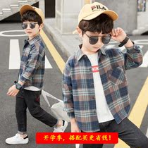  Boys  shirts Spring and Autumn Childrens 6 long-sleeved clothes 7 Early autumn clothes 8 childrens 9 jackets 10 Casual 12-year-old Plaid shirts