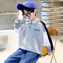 Boys sweatshirt with long sleeves flip collar Spring autumn blouse 6-year-old Child 7 CUHK Boy 8 led 9 thinner 10 Boy Polo shirt