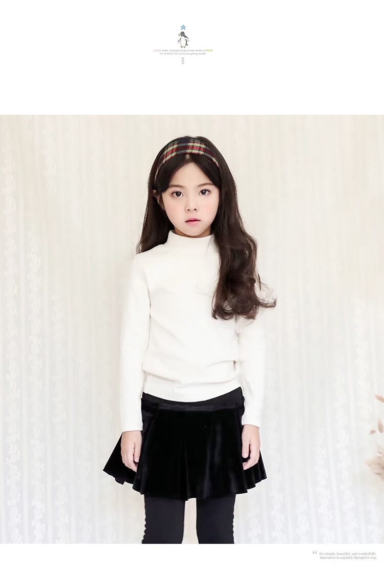 Mùa đông trẻ em cổ cao chạm đáy áo cotton bé gái lớn cộng với áo thun nhung nửa cổ cao bé trai dày áo ấm áo thun trẻ em đồng phục