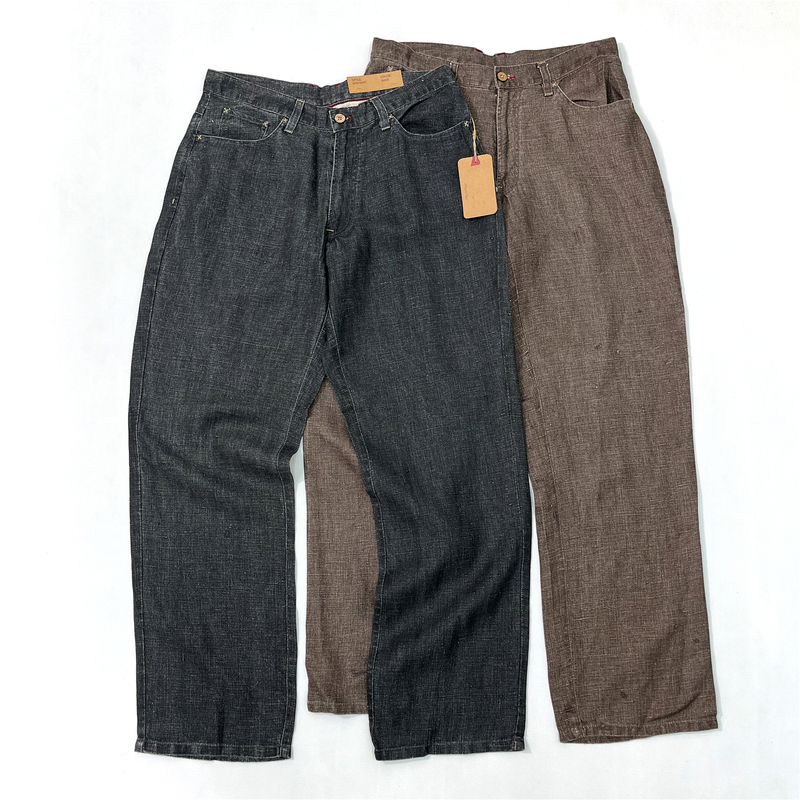 American Niche Men's Casual Pants, Linen Washed Vintage Straight Loose Wide-Leg Pants, Old Money Style, Floor-Length Pants