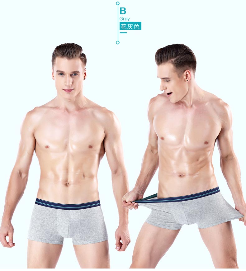 3 hộp quà tặng Đồ lót nam sọc màu cotton cotton cá tính thể thao thoáng khí eo thấp gợi cảm trẻ trung quần lót đúc 
