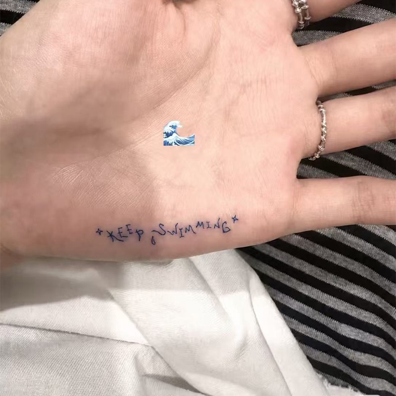 Bts Keepswimming Wave Tattoo Stickers Are Waterproof and Long-Lasting, the Same Style as the Fans' Support Stickers