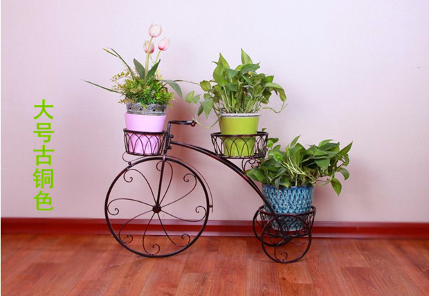 Hoa trang trí khung trang sức rèn xe đạp sắt nhiều lớp trong nhà hoa một số phòng khách ban công sàn xanh củ cải lưu trữ giá chậu - Kệ kệ tường