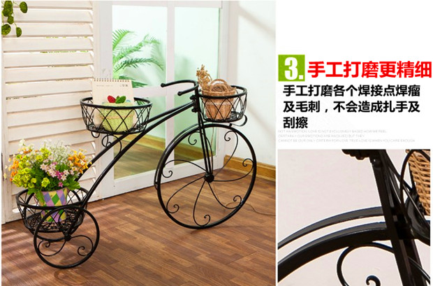 Hoa trang trí khung trang sức rèn xe đạp sắt nhiều lớp trong nhà hoa một số phòng khách ban công sàn xanh củ cải lưu trữ giá chậu - Kệ kệ tường