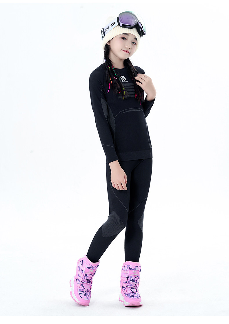 джемпер oddivski儿童滑雪速干衣男女童透气排汗保暖打底抗菌功能内衣套装