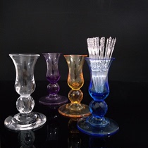 Acrylic transparent color fruit fork cup KTV hotel bamboo fork fruit sign PC fruit fork fruit sign cup