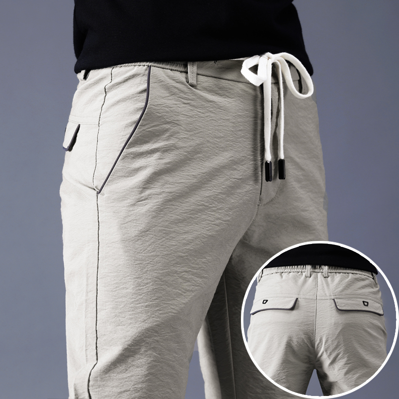 Men's pants spring and summer thin ice silk trousers men's casual pants business formal loose tight straight long pants summer