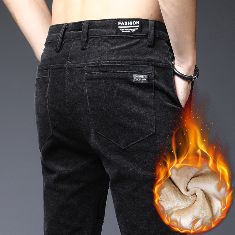 Bar Suede Light Core Suede Male Pants Autumn Winter Middle Aged Plus Suede Thickened Men Casual Pants Loose Straight Drum Winter Clothing