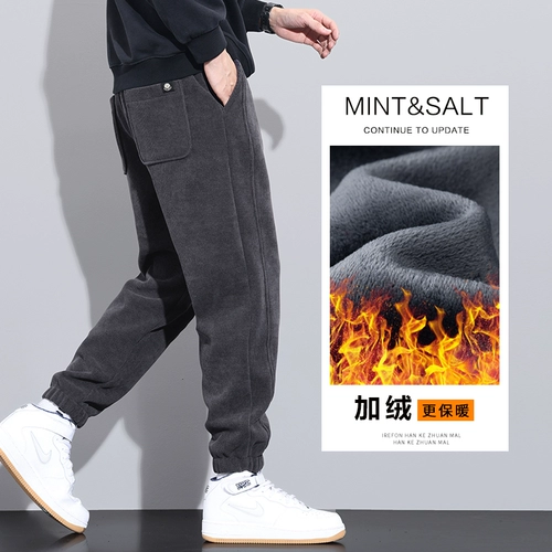 Мужские зимние спортивные демисезонные утепленные вельветовые штаны для отдыха