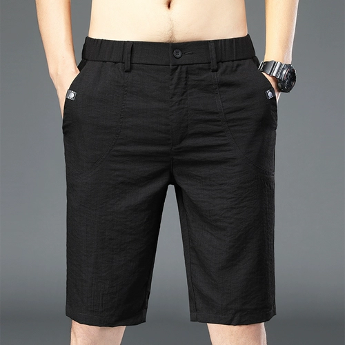 Летние тонкие шелковые шорты для отдыха, штаны, спортивная пляжная летняя одежда, из хлопка и льна