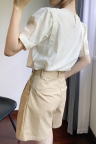 High quality guest for Leselle elegant Shu Shuang Bubbly Sleeve slim round collar short sleeve T