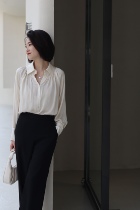 Jane Lazy Loose Genuine Silk Texture Island Silk Long Sleeve Shirt Every Year BI Enters Classic